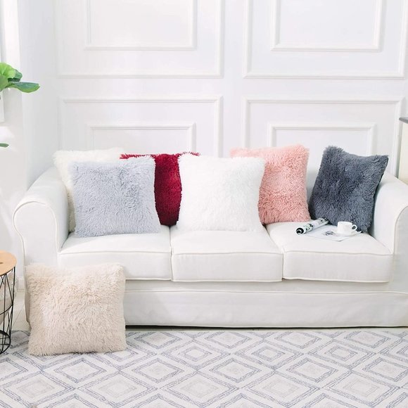 Black Luxury Furry Farmhouse Adorable Trendy Bed Throw Pillow Decor Cover Set - Picture 4 of 6